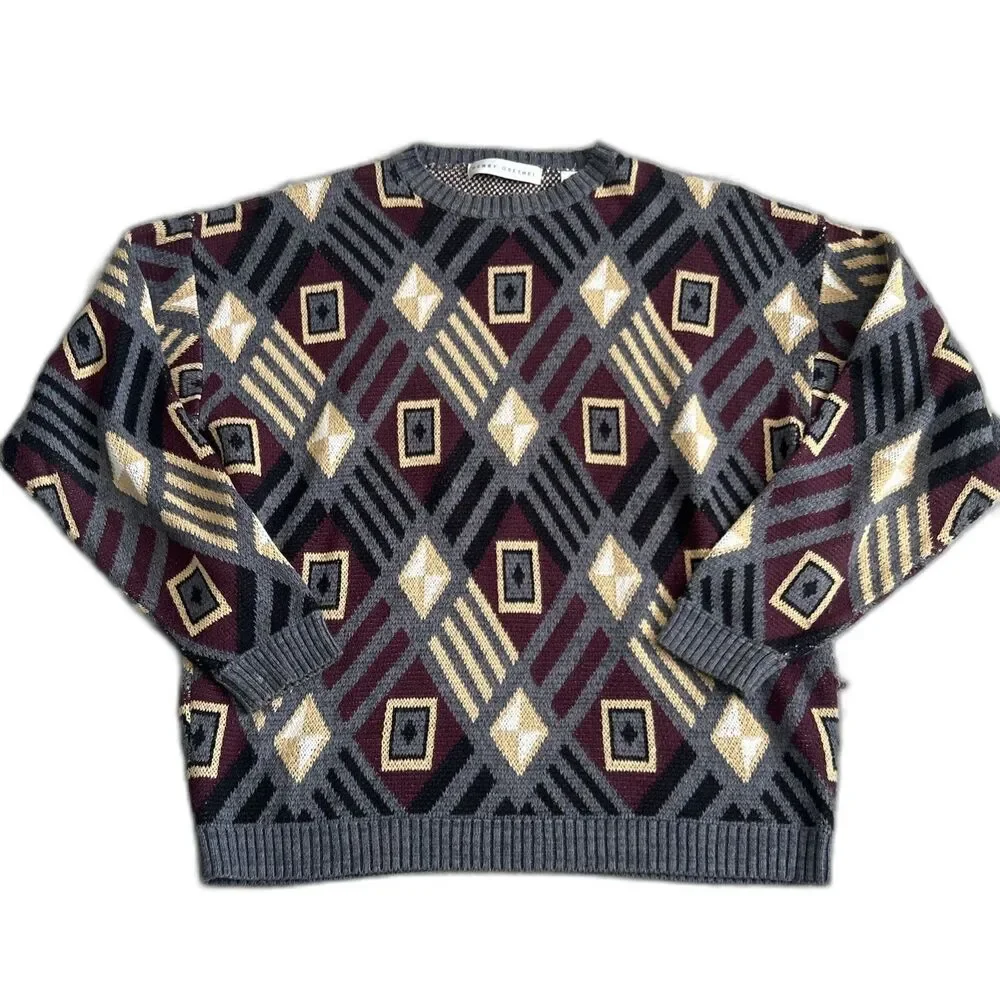 Henry Grethel Sweater Mens Medium Harry Potter Vibes Maroon Tan Black Halloween